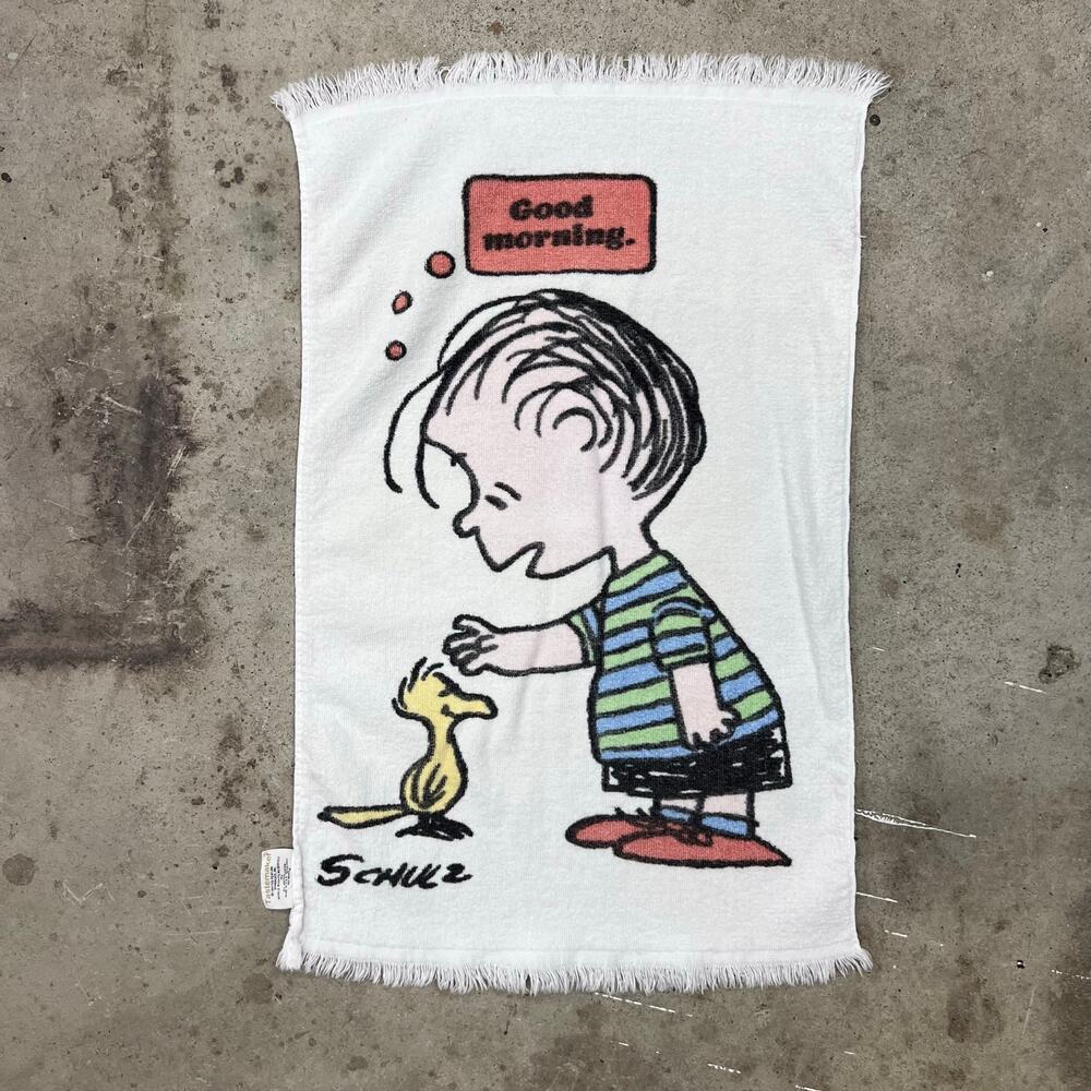 Vintage 1971 Peanuts Linus Woodstock Good Morning Hand Tea Towel Tastemaker - Picture 9 of 10